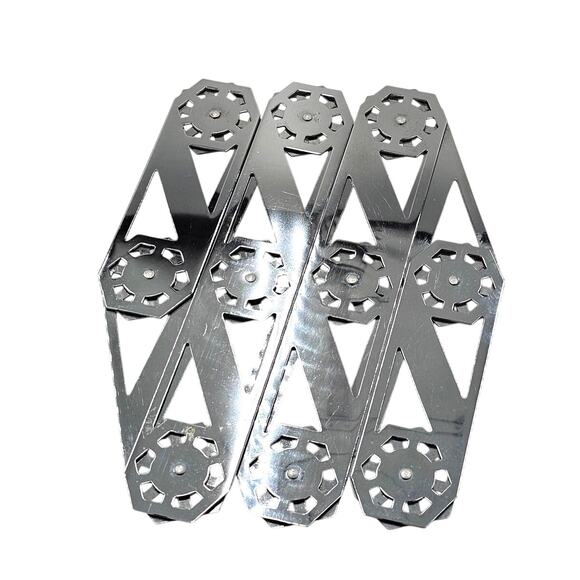 Vintage Mid Century Silver tone / Chrome Expandable Accordion Gear Trivet  1950s - Picture 2 of 6